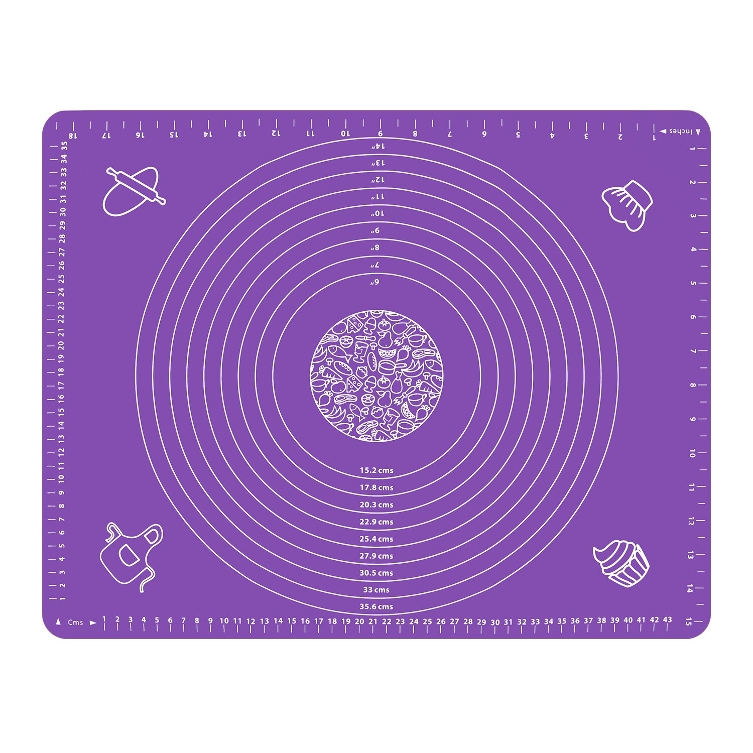 Thicken Silicone Kneading Dough Mat Scale Non-Stick Kitchen Baking Tool Cake Board Large Soft High Temperature Rolling Dough Pad: Purple