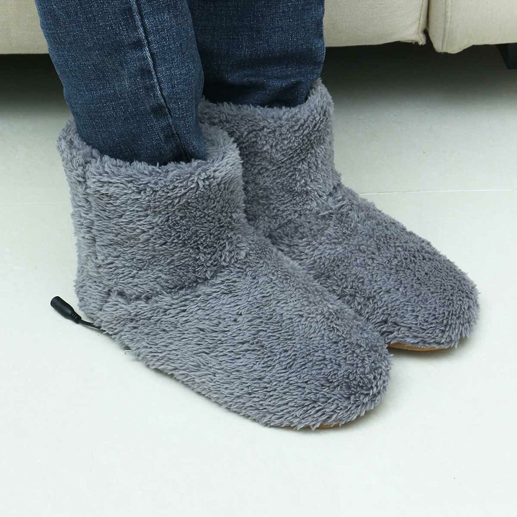 Elektrische Verwarmde Schoenen Comfortabele Pluche Voet Warmer Schoenen Wasbaar Usb Opladen Elektrische Verwarming Schoenen Voor