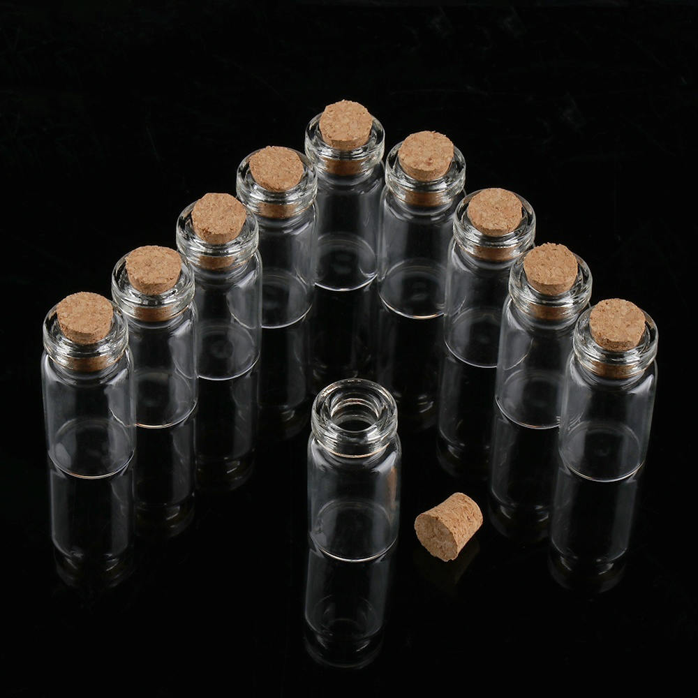 50 stk. 5ml ønskeflasker mini tom klar glasflaske med små korkflasker med små hætteglas til bryllupsdekorationer