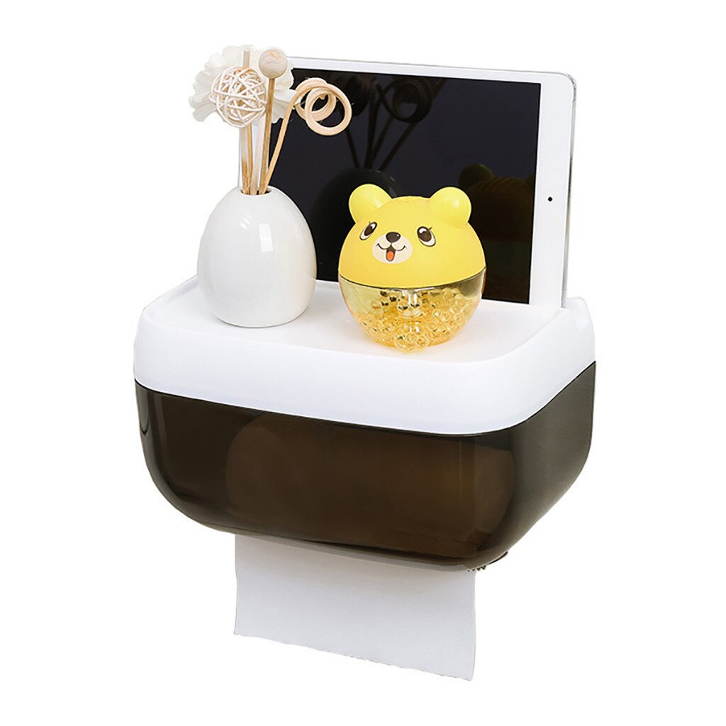 Tissue storage box plastic Multifunction Green pink gray Sticker Toilet Paper Roll Tissue Rack Wall Mounted Holder Shelf case#25