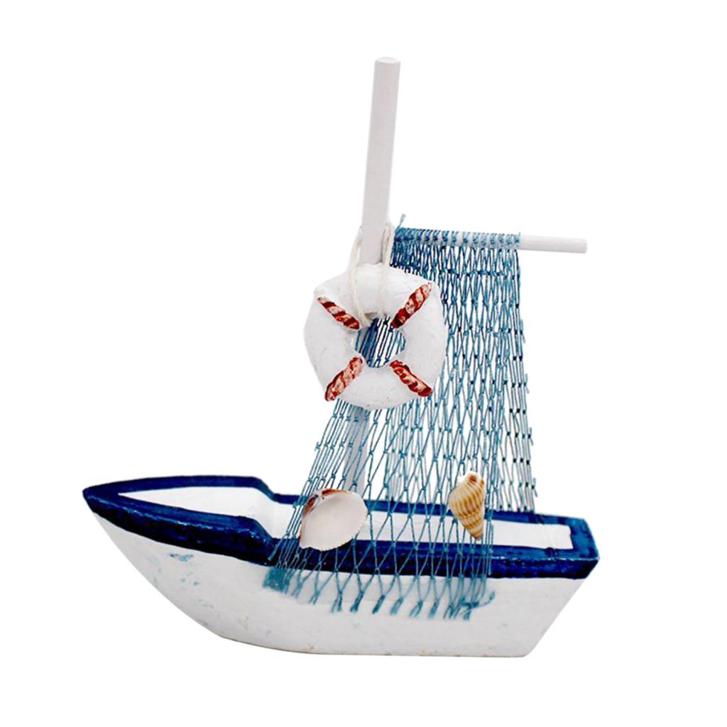 Sailboat Model Decoration - Wooden Sailing Boat Home Decor Set, Beach Nautical