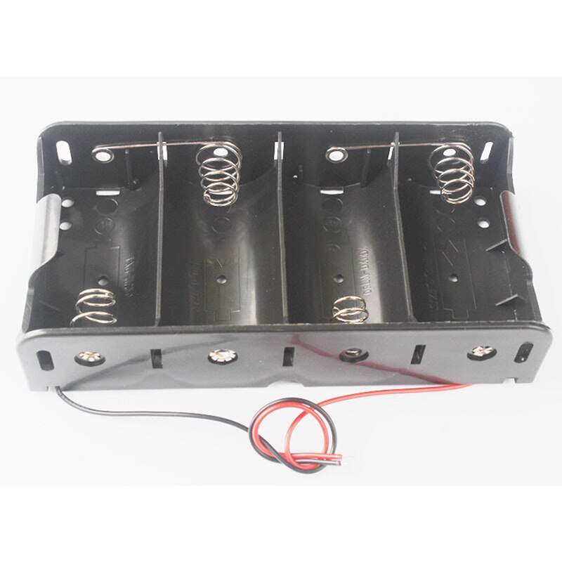 4 Slot D Cell Battery Holder 4 Slots x 6V D Size Battery Storage Case Box with Wire Leads, D Size Battery Holder Box Container