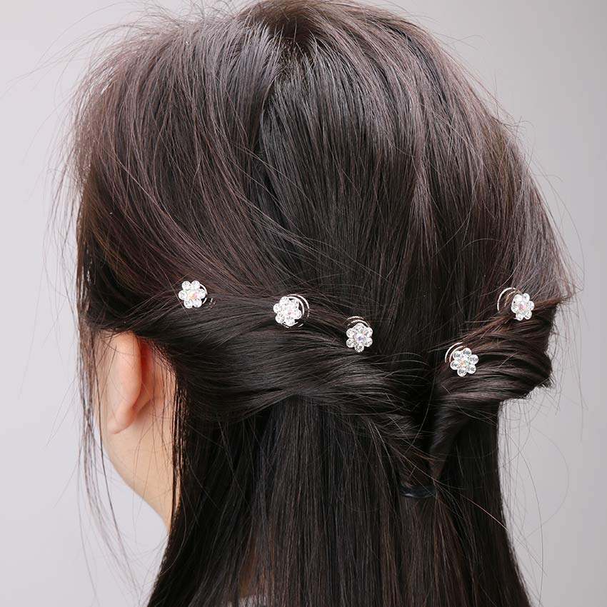 12PCS Della Signora Sposa Tornante Europeo di Design Floreale Fiori di Strass Spirale Forcelle Decorazione Dei Monili Dei Capelli