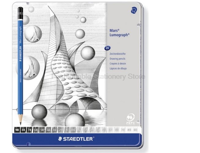 STAEDTLER 100 G20 bleu barre dessin crayon ensemble de 20 degrés en étui en étain professionnels dessin bureau école crayon pour enfant
