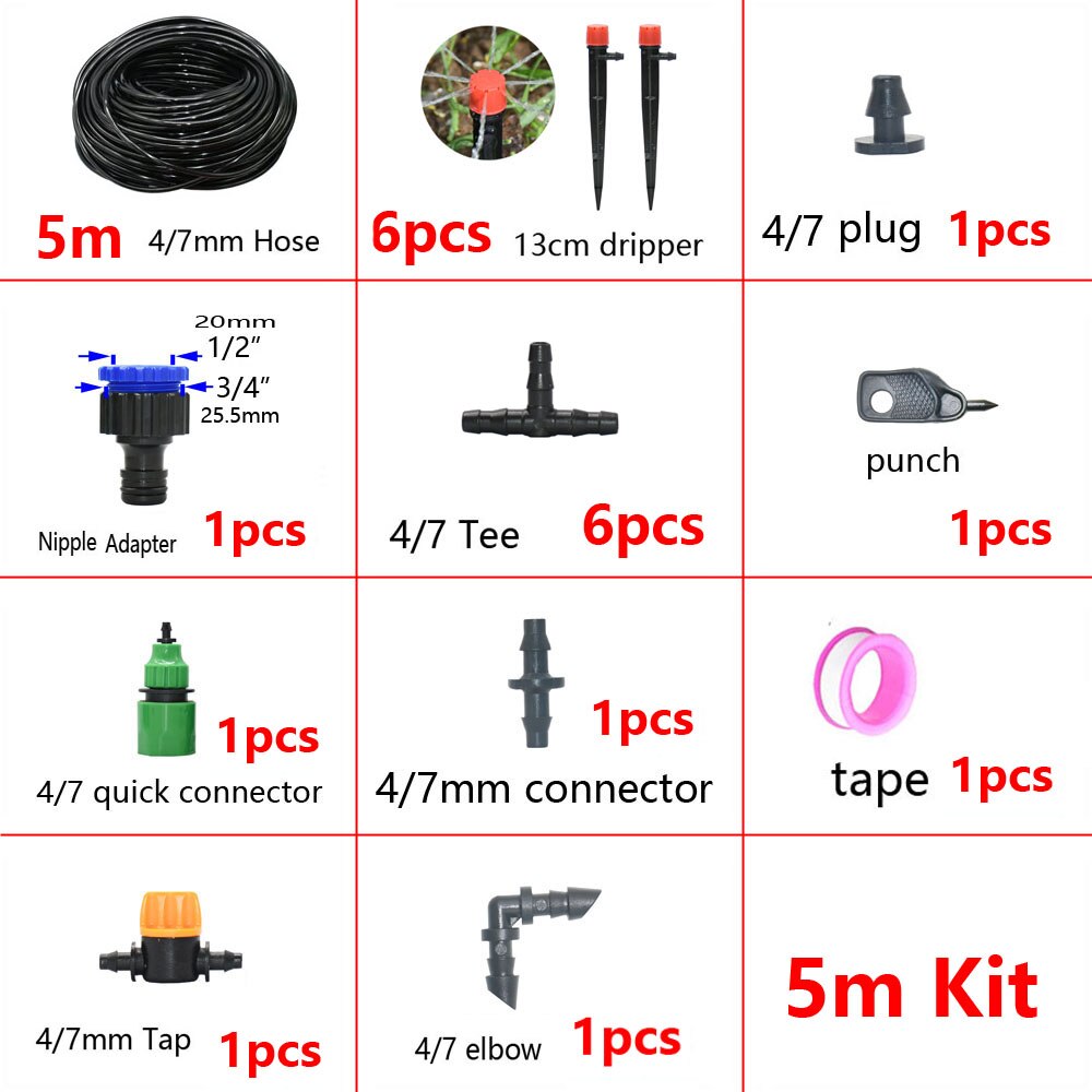 5-50M Automatic Garden Watering System DIY Timer Water Drip Irrigation System Plant Watering Kit Red Drippers Set: PURPLE