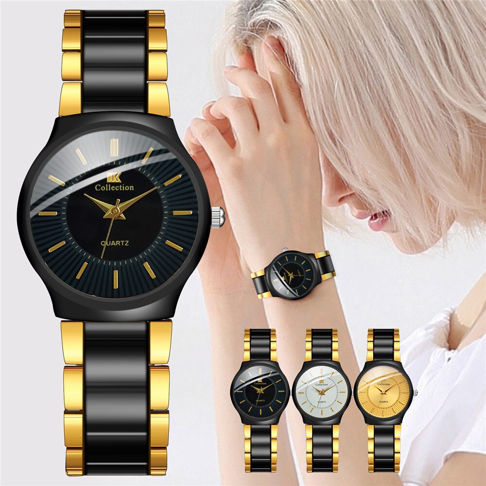 Zwart Roestvrij Stalen Band Vrouwen Horloges Dames Klok Quartz Horloges Zegarek Damski Reloj Mujer