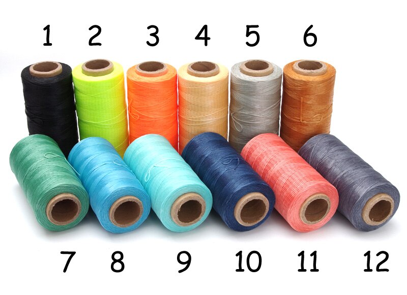 12 färger 260m 1mm platt vaxad vaxtråd 150d/16 sladdar sömnad hantverksverktyg handsömmar för diy-läder