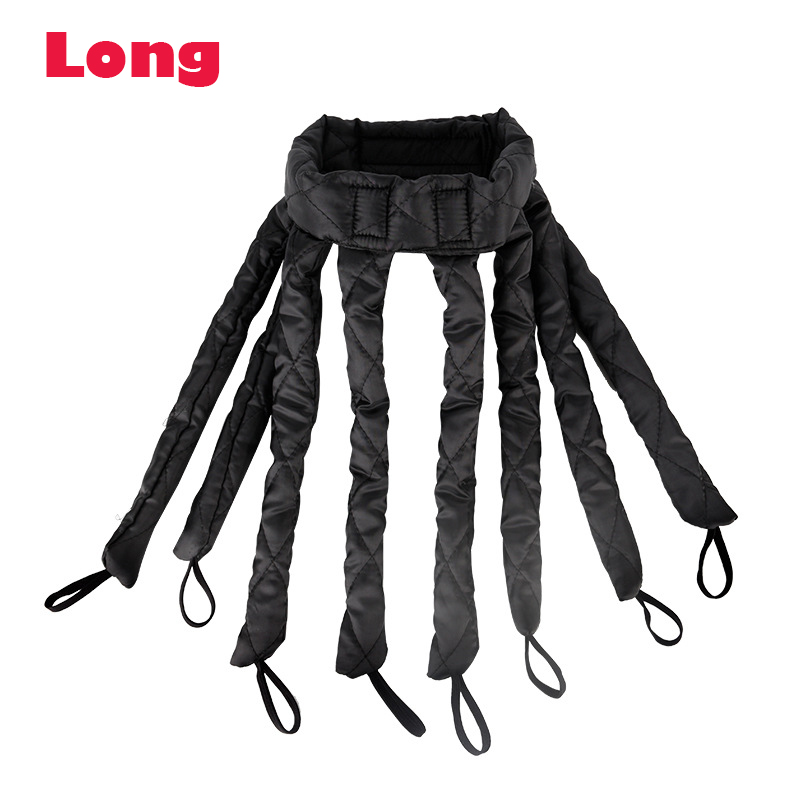 Bigoudi pieuvre pour cheveux, bande de cheveux, pas de chaleur, éponge de sommeil, fer à friser, boucles sans chaleur, produits de beauté, accessoires: long hair black