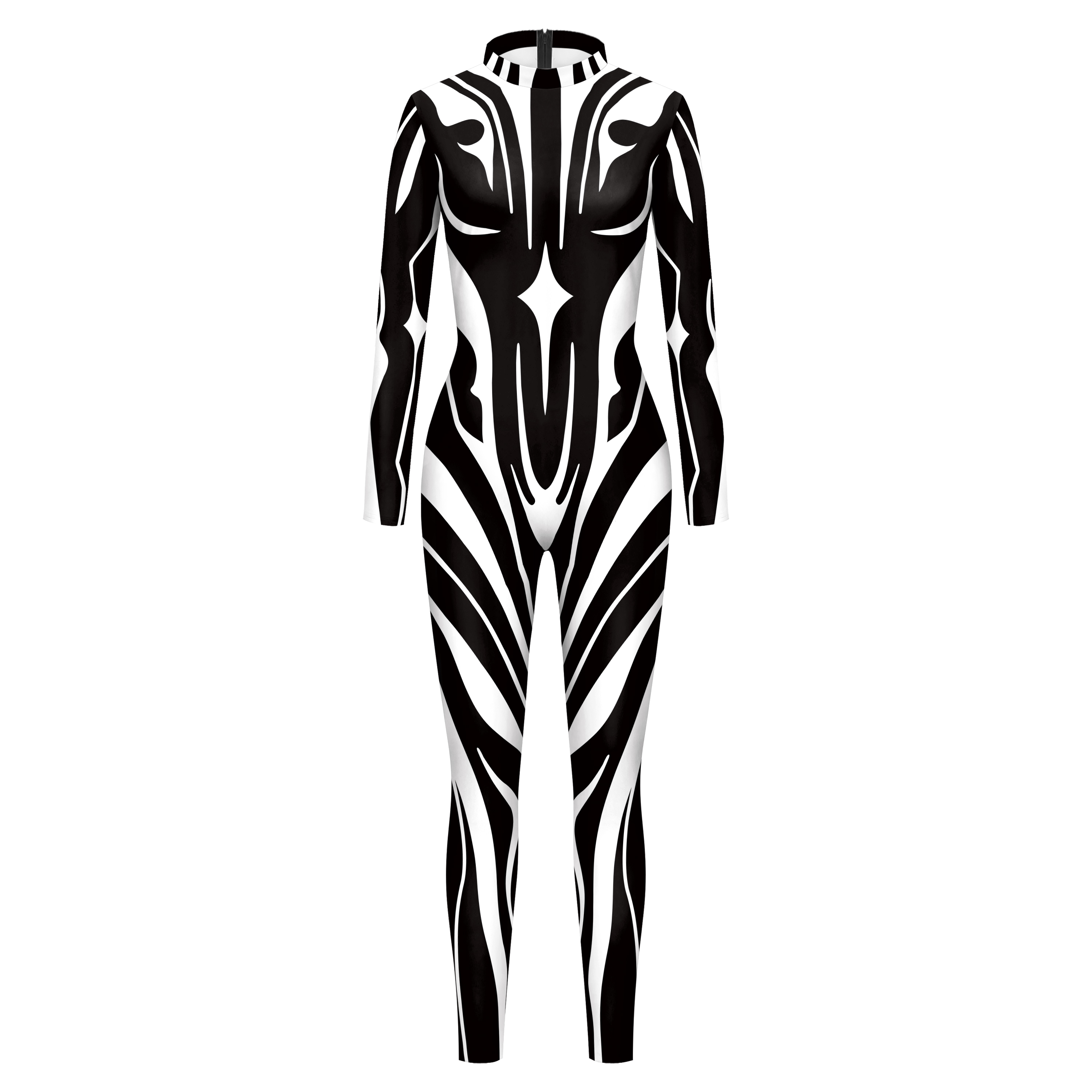 [du er min hemmelighed] halloween sort/hvid sommerfuglelinje cyber sort/hvid mønster bodysuit dame zentai-dragt: Xl / Lilla