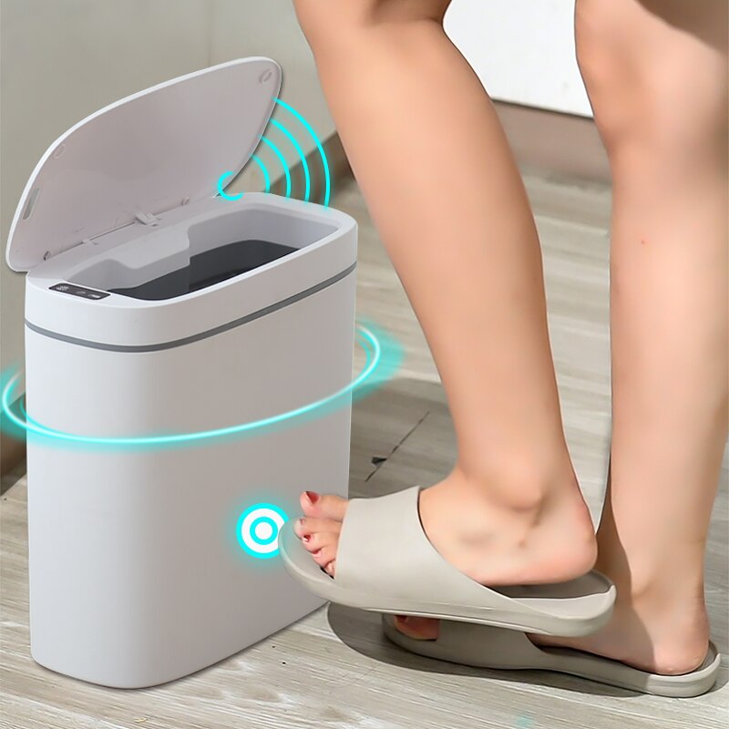 Smart Trash Can USB Charging Waste Bin For Kitchen Bathroom Dustbin Automatic Sensor Garbage Can Home Narrow Seam Waste Bin