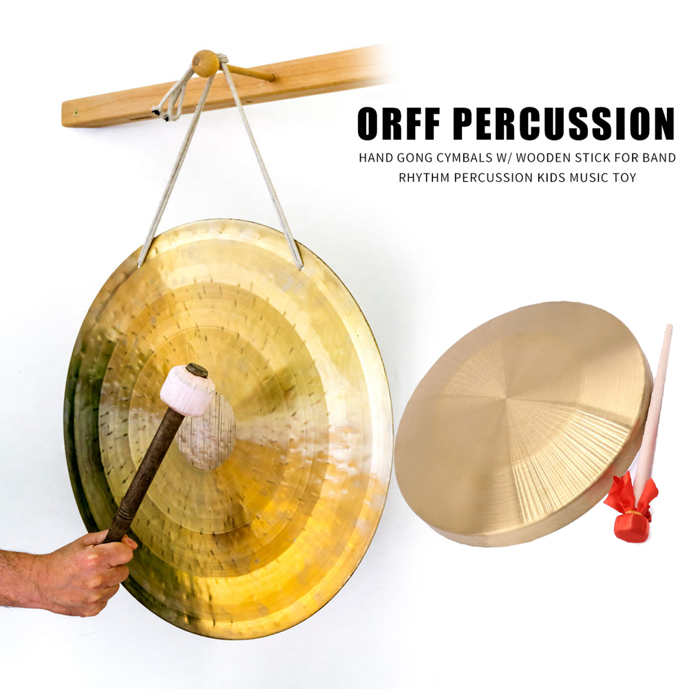 Brass Hand Gong with Wooden Stick for Band Percussion Musical Instrument