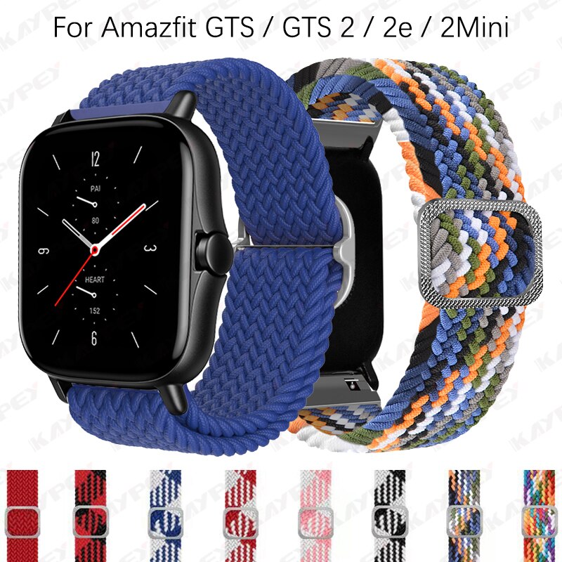 Boucle Solo tressée pour Huami Amazfit GTS 2 2e 2, Mini bracelet de ceinture élastique en Nylon réglable pour Amazfit Bip Lite 1S U pro