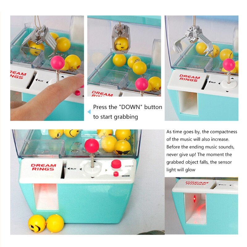 B2EB Mini Claw Machine 2 in 1 Toy Doll Machine Alarm Clock Prize Dispenser Machine Doll Grabber Toy Stimulation Musical Toys