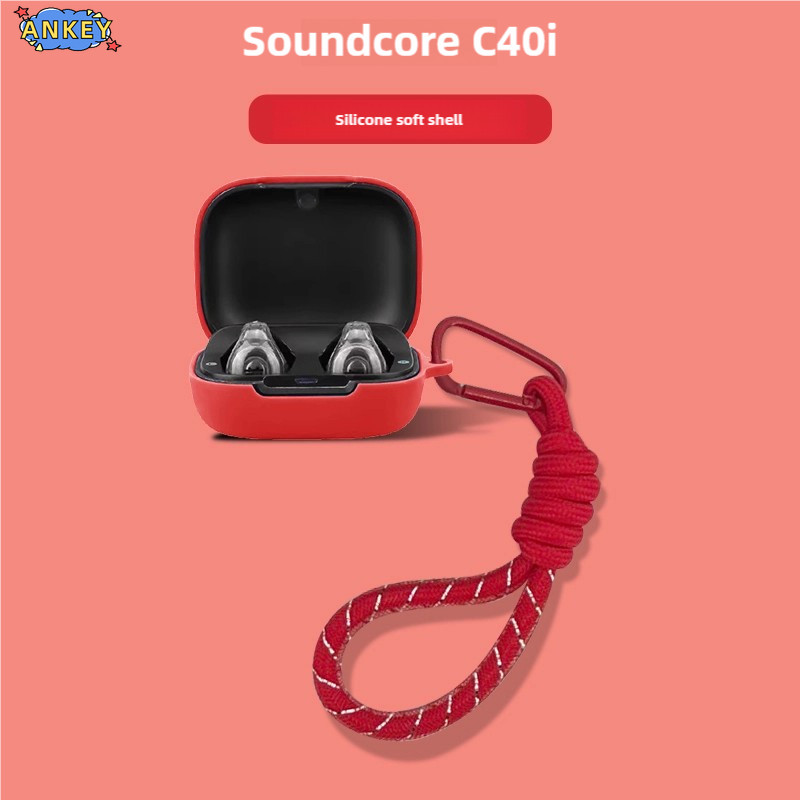 Hoes voor anker soundcore  c40i , zachte beschermhoes, nylon draagkoord, stofwerende hoes, handkoord, draagriem, accessoires: Koraal