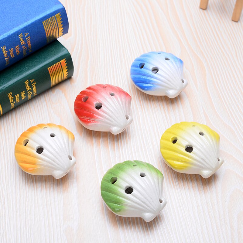 3 Kleuren Ocarina 6 Gat Shell Kleine Ocarina Alto C Tone Beginner Ocarina Toeristische Souvenir Onderwijs Speelgoed Keramische Hanger