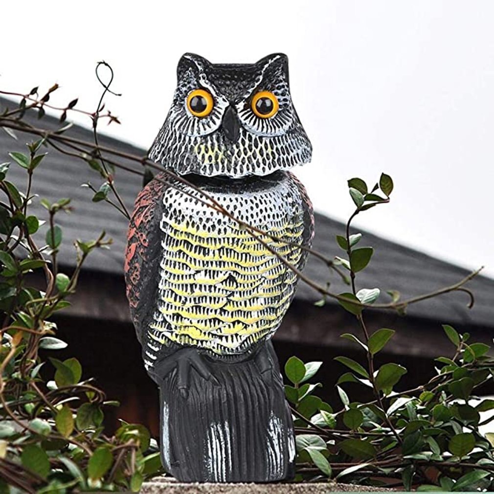 réaliste oiseau Scarer tête rotative son hibou Prowler leurre Protection répulsif antiparasitaire épouvantail jardin Yard