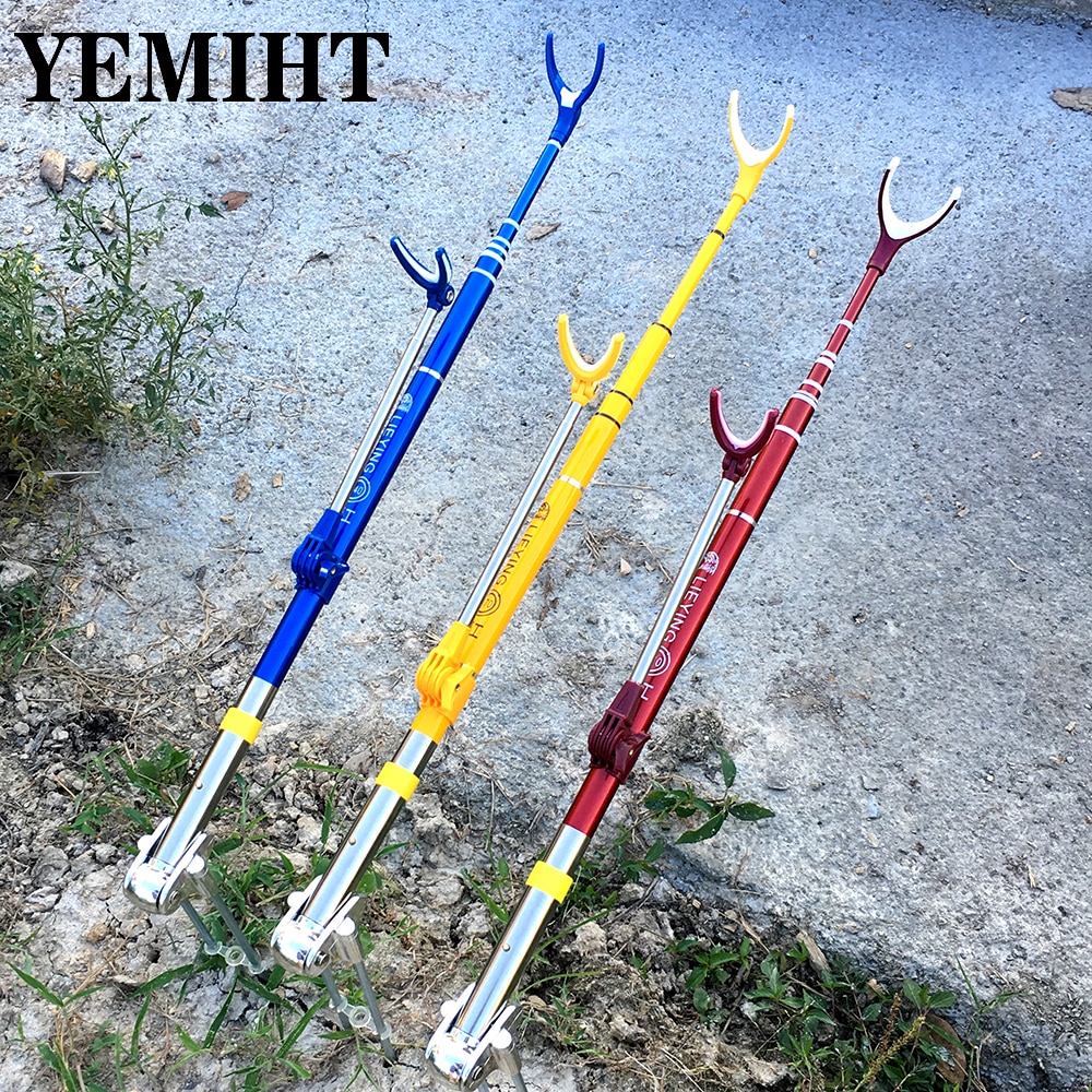 Iemiht vara de pesca de pé, suporte para varas de pesca, fibra de carbono, ajustável, telescópica, ferramenta de pesca, 1.7/2.1/2.4m