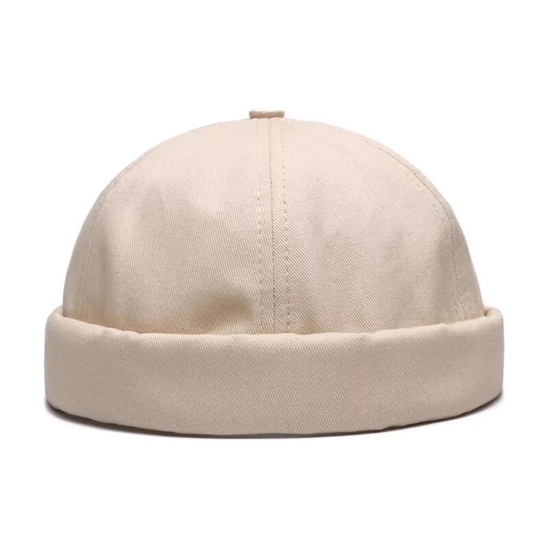 Men Solid Color Landlord Caps Spring and Autumn Melon Skin Hats Literary Hip Hop Hat Painter Cap: Beige