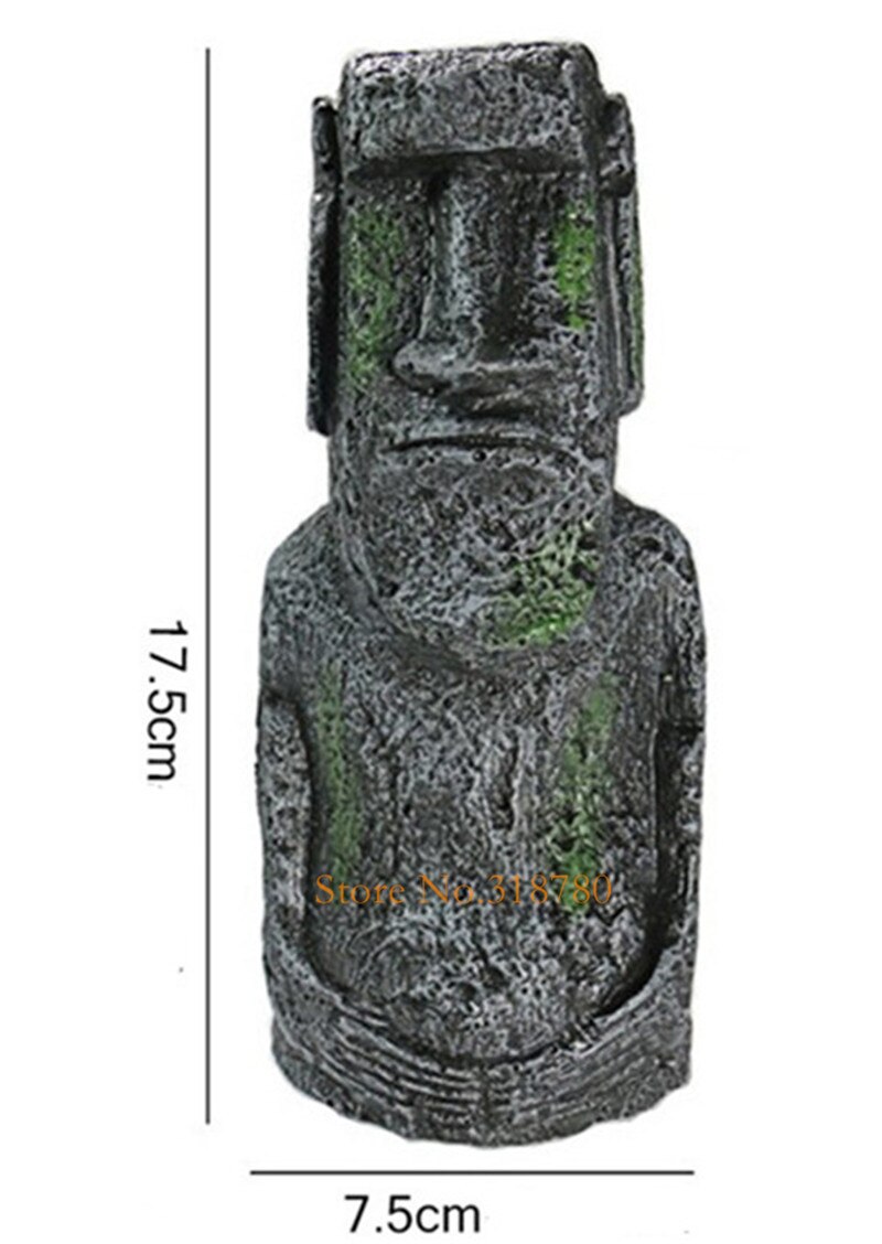 Resin Aquarium Decoration Easter Island Head Statue Egyptian Pharaoh Pyramid Desert Theme Fish Tank Decor