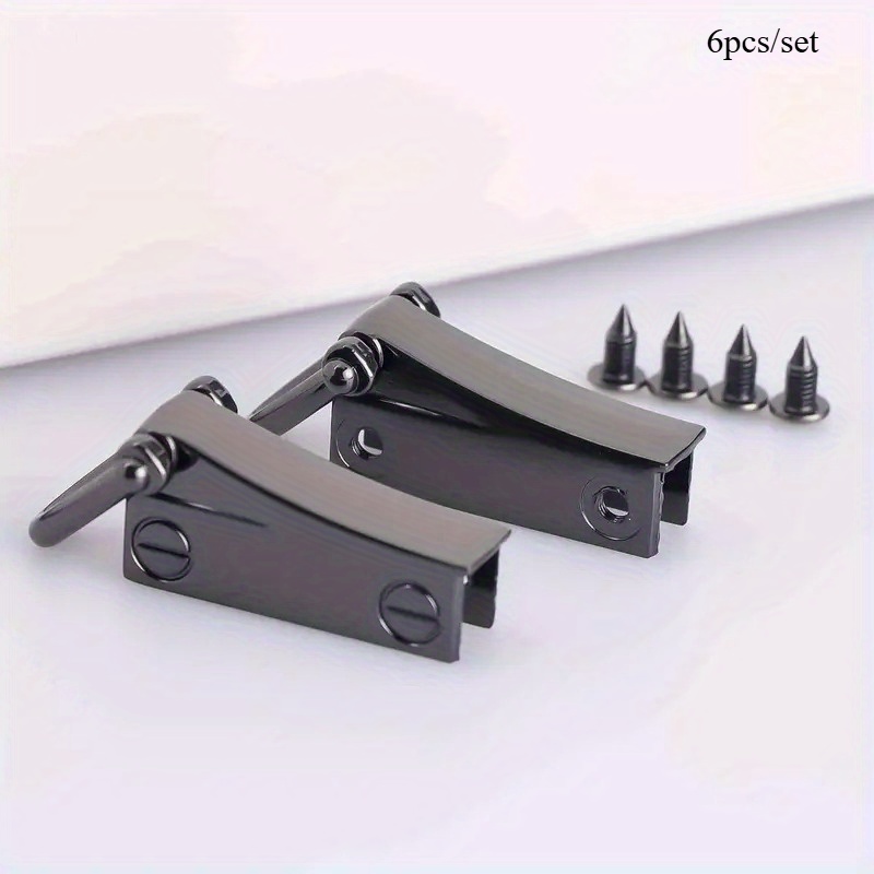 6-delige set metalen zijgespsluitingen, afneembare tasconnectorclip met D-ring, duurzame metalen bevestigingen, schroeven, DIY handtas portemonnee H: zwart