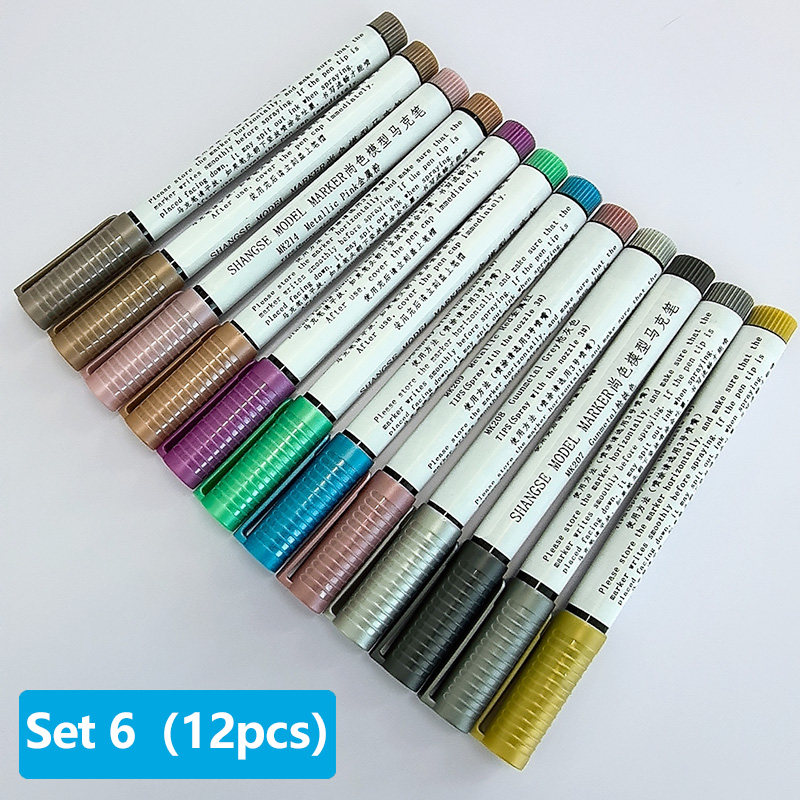 Juego de rotuladores modelo SHANGSE, herramientas de pintura a base de agua, punta de pincel suave, resistente al agua, no se decolora para colorear modelos, grafiti, Hobby: Rojo