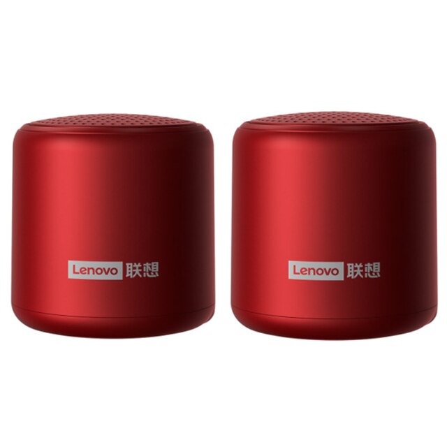 Altoparlante Wireless portatile Lenovo L01 TWS altoparlante compatibile Bluetooth Mini colonna Stereo Surround Bass Box Mic Music Sound: red 2pcs