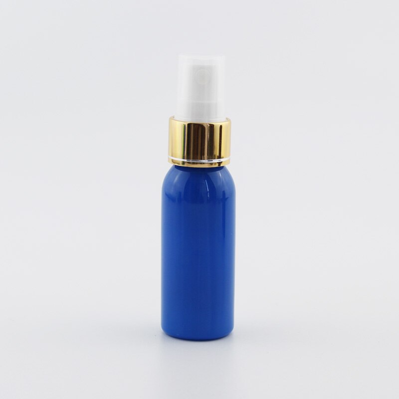 30ml Kleine Plastic Hervulbare Flessen Met Gouden Aluminium Sproeier Pomp 30cc X 50 Mist Spray Container Mini Parfum fles: Navy Bottle White