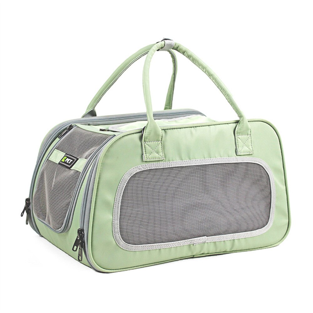 Airline Approved Cat Carrier Breathable Portable Travel Pet Carrier for Cats and Small Dogs Foldable Escape Proof Cat Handbag: green
