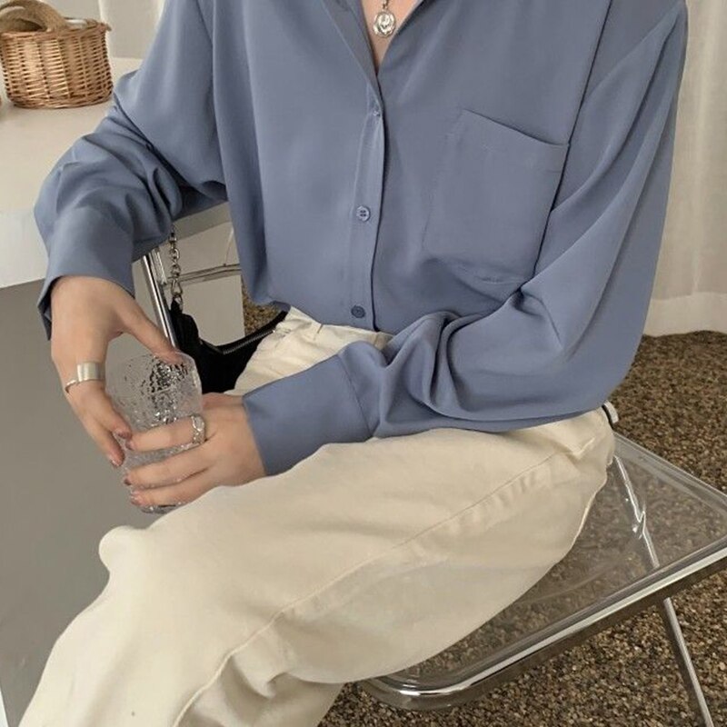 Lenshin Soft and Comfortable Shirt Long Sleeve High-quality Blouse with Diamond Office Lady Loose Style Green Top for Women