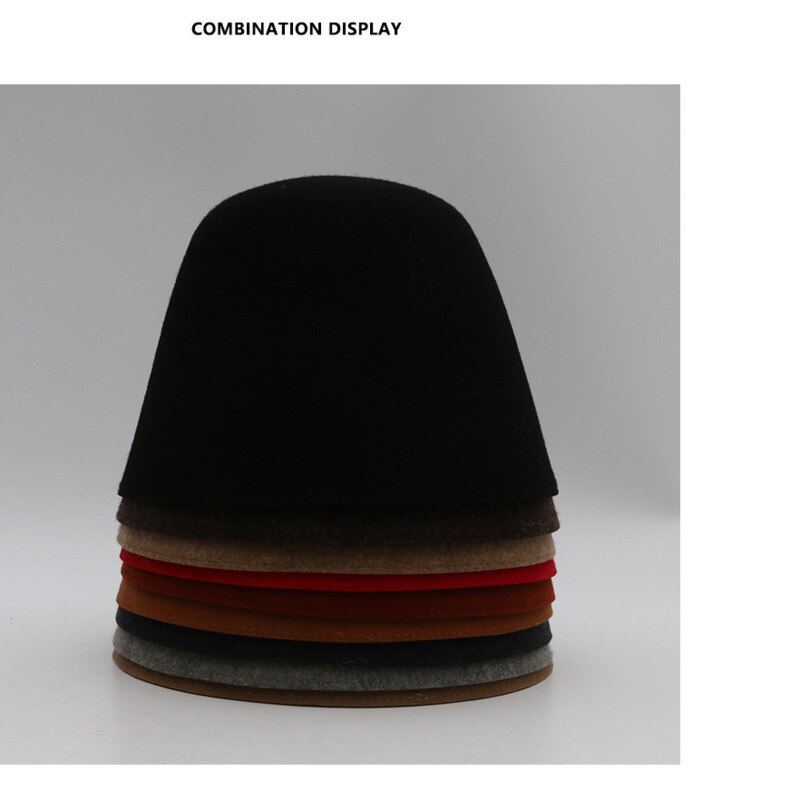 Hat Women Fisherman Hat Autumn And Winter Outdoor Wool Bucket Hat Japanese Solid Color Bell Shaped Cap Men Bucket Hat