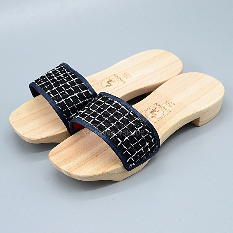 Asiatisk japansk traditionel træ geta flip flops vintage paulownia mænd kvinder træsko cosplay kostume hjemmesko etniske samurai sko: Farve 2 / 43