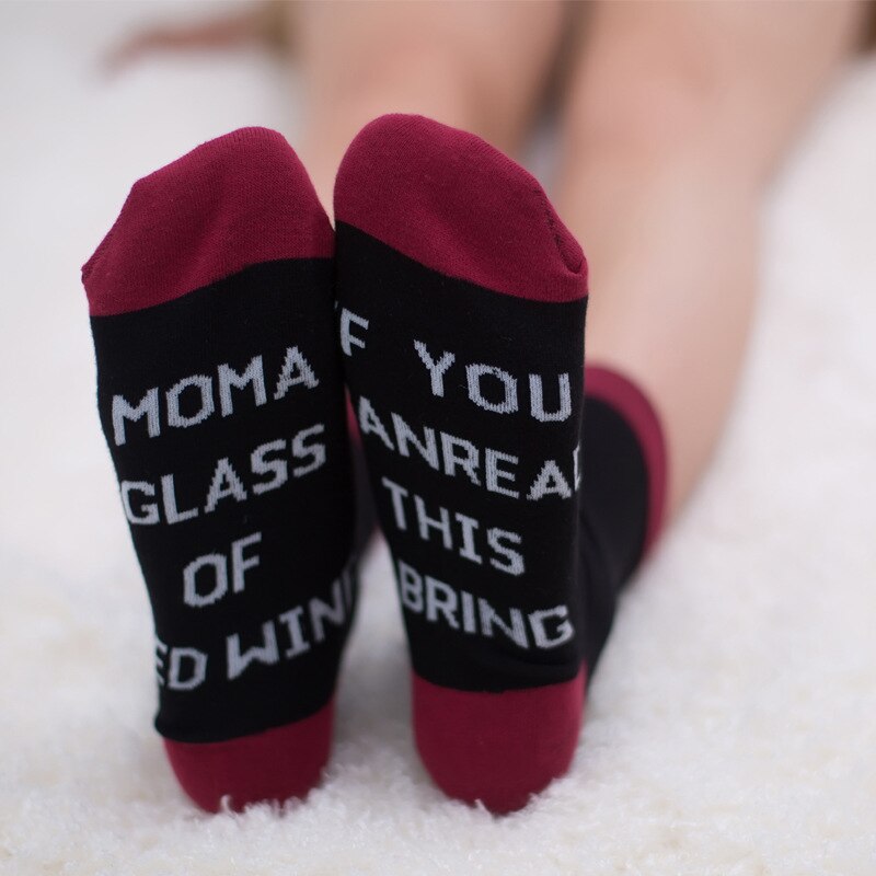 Custom wine socks If You can read this Bring Me a Glass of Wine Socks autumn spring fall Dobby Halloween Sock: YM13-10