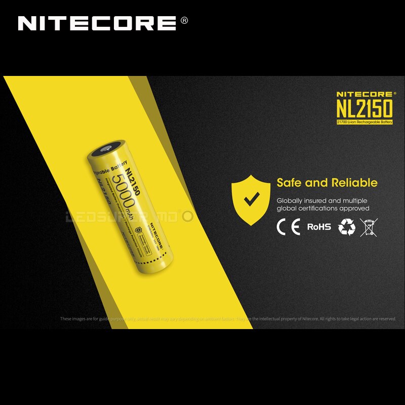 Next Generation Nitecore NL2150 Rechargeable Li-ion 21700 Battery 5000 mAh with CE &amp; ROHS Certifications