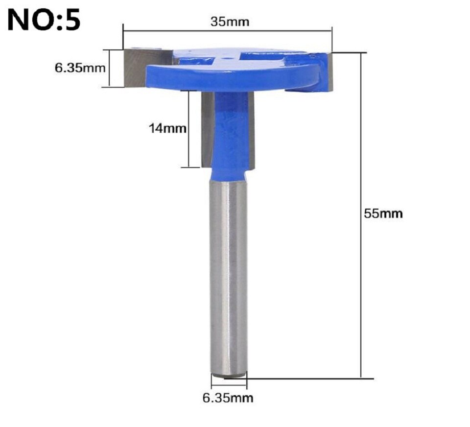 1pc 8mm skaft t-spor og t-spor sporing av trefreser bit trebearbeiding verktøy for fresing av fresere trebearbeiding verktøy: No5
