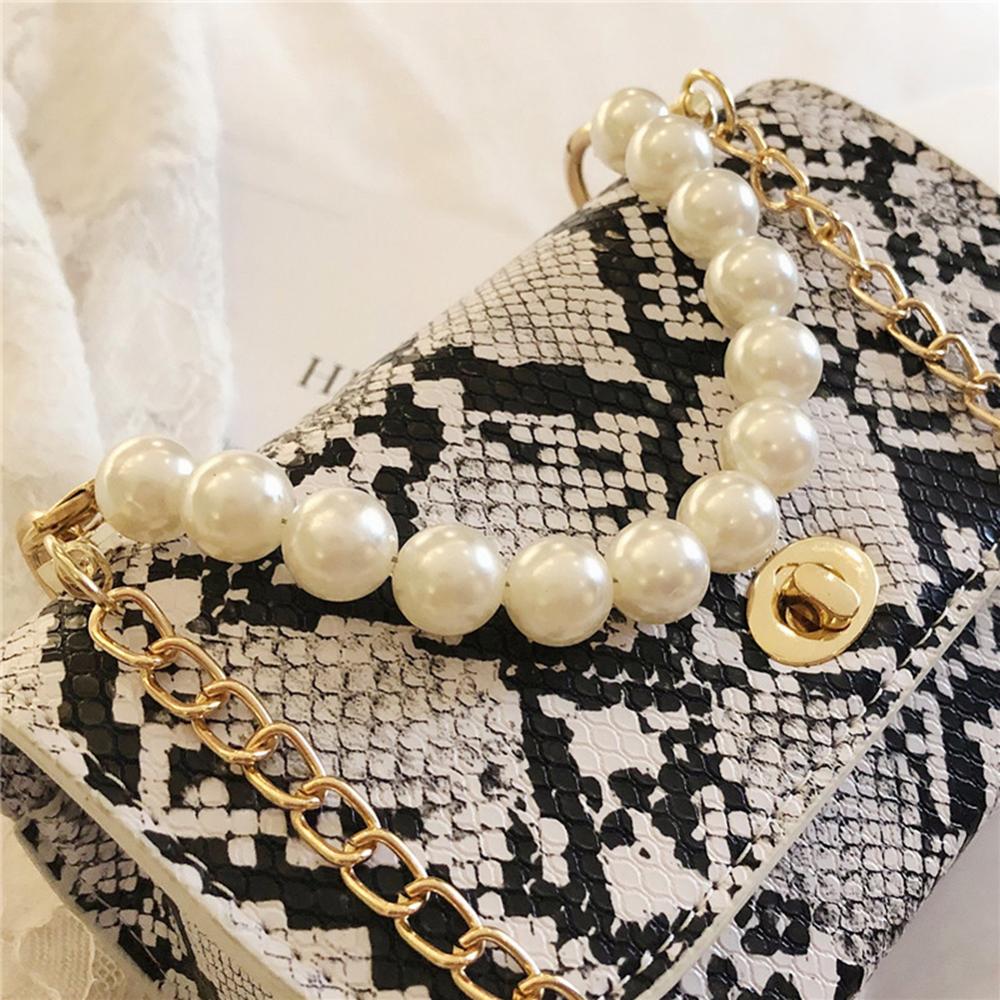 Bolsos de para mujer con estampado de serpiente y perlas para mujer bolsos de bandolera de cuero de PU Casual