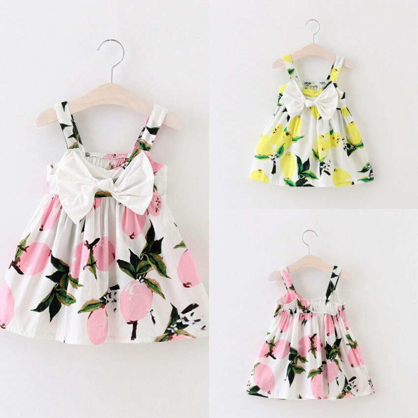 Baby Dress Infant girl dresses Lemon Print Baby Girls Clothes Slip Dress Princess Birthday Dress for Baby Girl