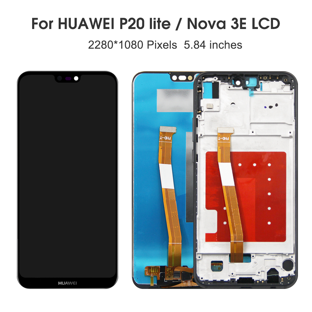 Pantalla de 5,84 pulgadas para Huawei P20 lite pantalla Lcd Digitalizador de pantalla táctil Digital con marco para Huawei P20 lite ANE-LX1 LX2 LX3 LX2J