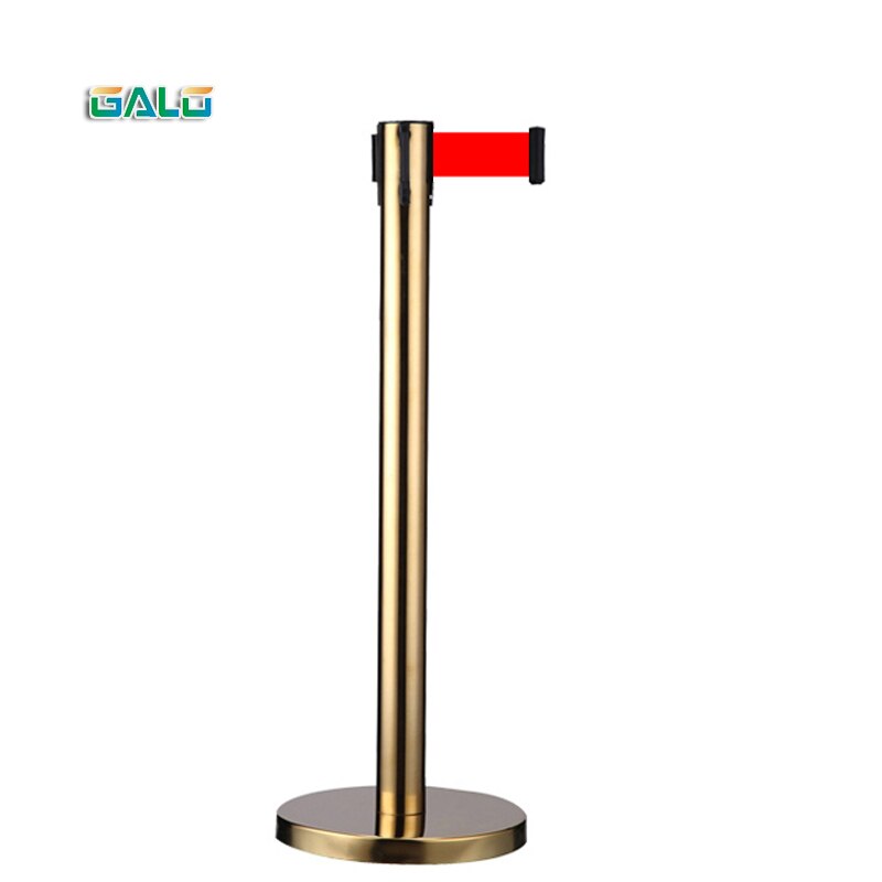 Golden pillar Retractable Belt Queue Line Stand Rope Barrier Crowd Control Stanchion Multiple color belts are optional: Red