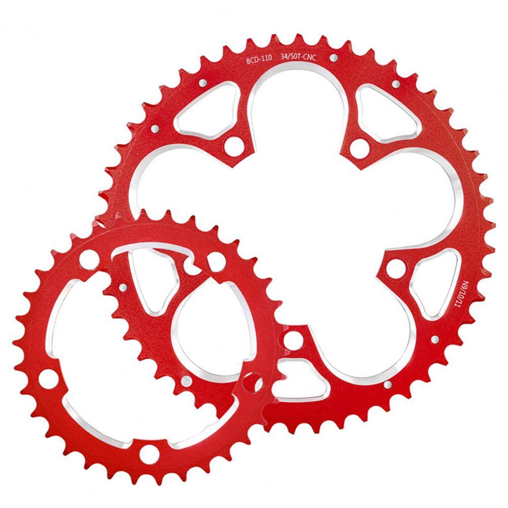 2 Stks/set 34/50T Fietsen Kettingblad Tand Profiel Hoge Sterkte Aluminiumlegering Holle Mountainbike Crankstel Voor racefietsen: Rood