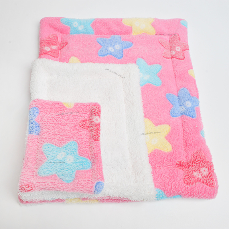 Estera para dormir para hámster, cama de conejo, cama para gato, manta gruesa de pelo suave, manta lavable para el hogar, manta con patrón cálido, suministros para mascotas: XS / Verde claro