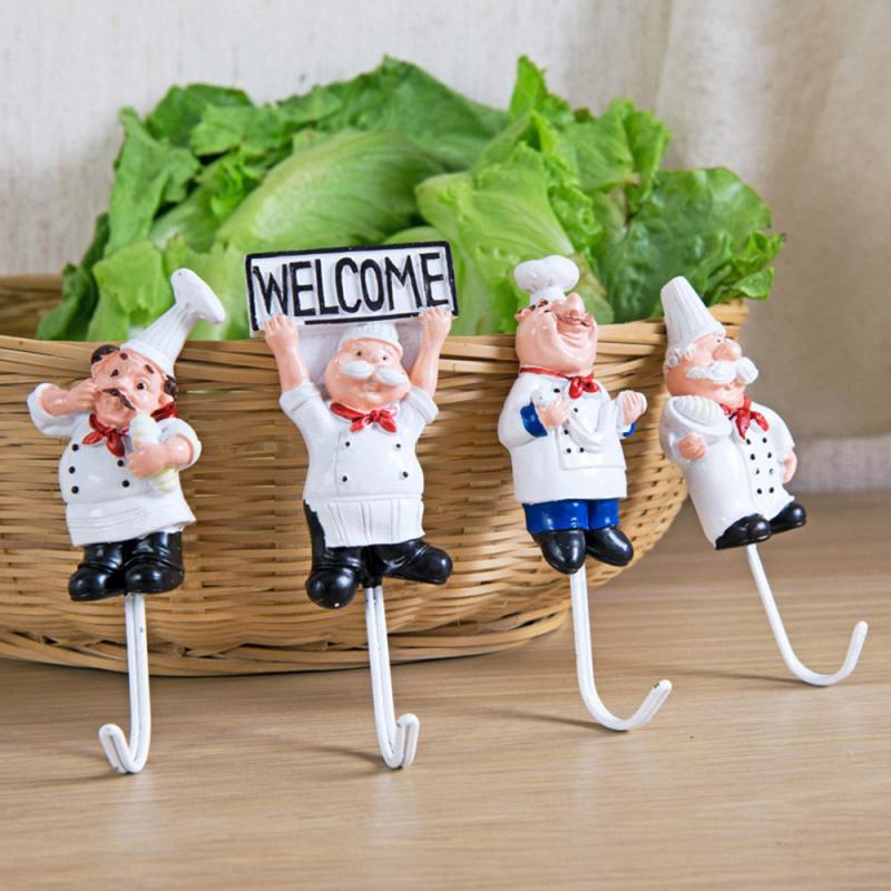Rvs Haak Cartoon Koken Chef Leuke Haak Keuken Badkamer Handdoek Muur Haak Decoratie Plakken Opbergrek