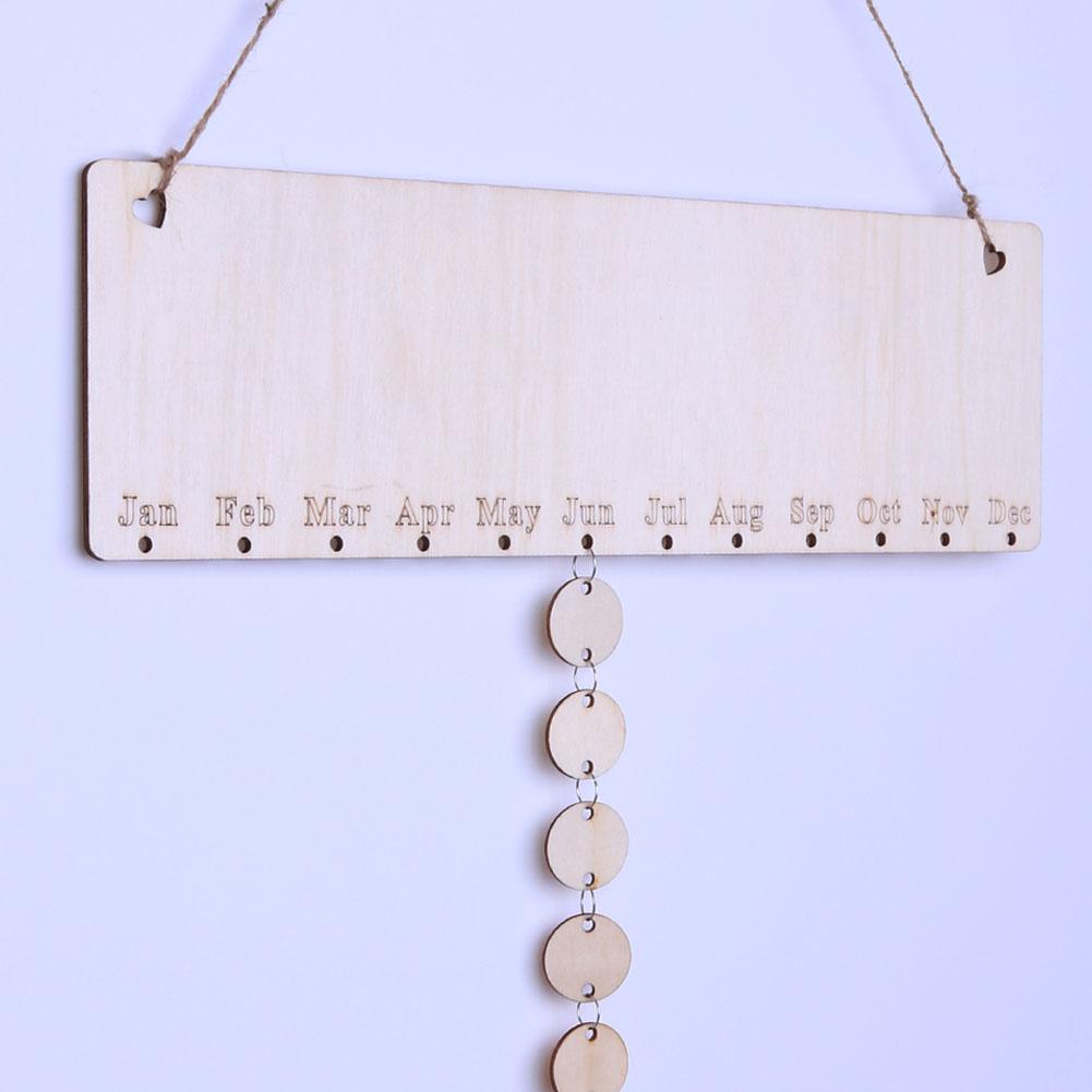DIY Wooden Family Friends Date Mark Sign Hanging Blank Calendar Board Decor