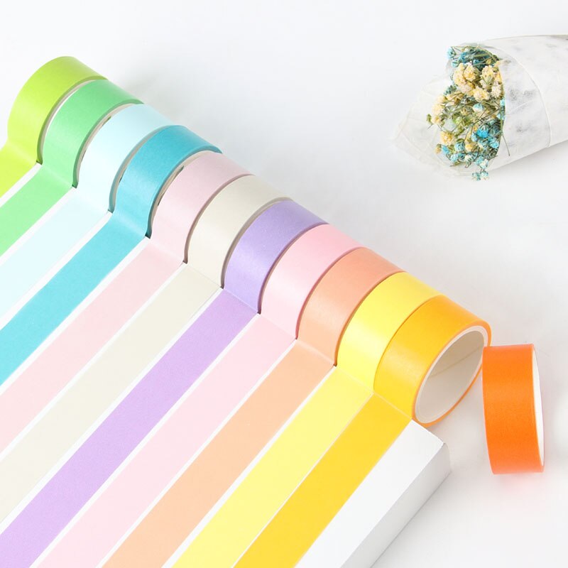 12 Uds caramelo Color Pastel Washi Tape de papel 7,5mm 15mm adhesivo cintas de enmascarar decoración pegatinas para el álbum diario de A6362