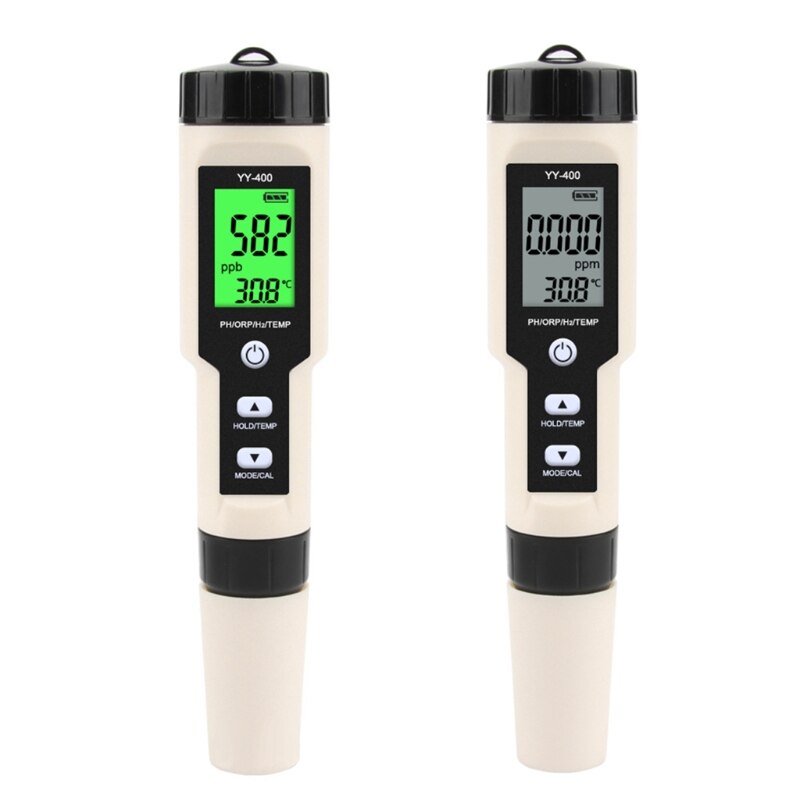 Nyeste yy -400 4 in 1 ph/ orp /h2 & tem meter digital dydrogen ion concentration tester til akvarium, swimmingpool, drikkevand