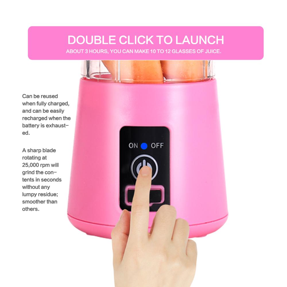 Portable Electric Juicer Rechargeable Smoothie Blender USB Mini Fruit Mixers Juicers Fruit Extractors Food Milkshake Multifuncti
