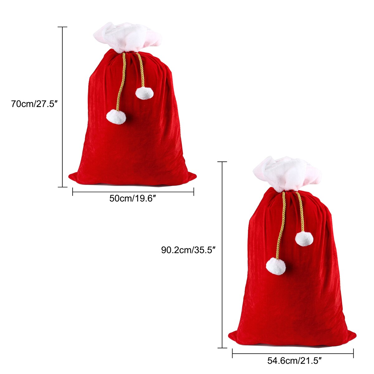90x55 CM Large Size Red Santa Claus Bags Velvet Santa Claus Drawstring Sack Christmas Classic Red Bag Decor
