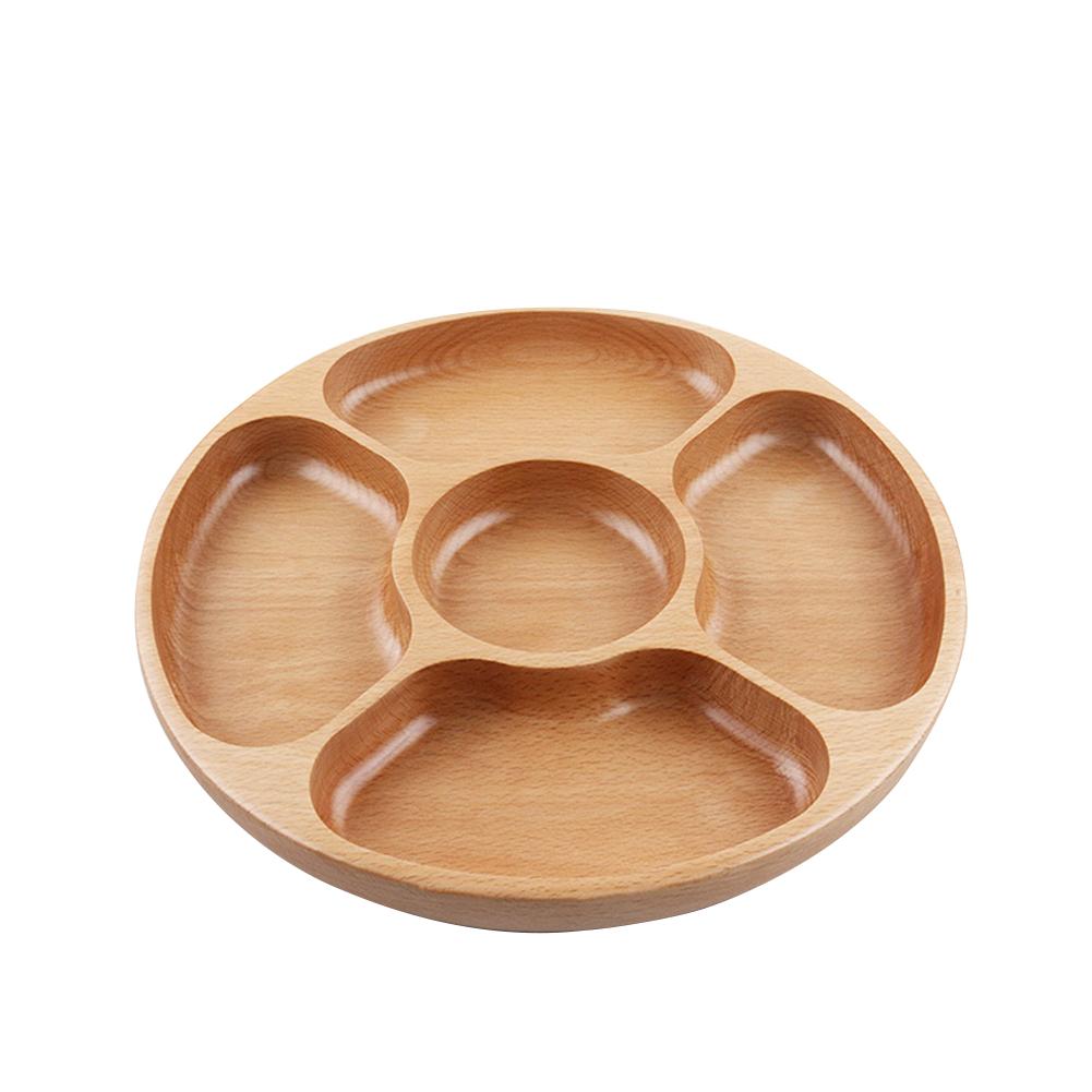 25CM Nuts Dry Fruits Plate 5 Compartments Snack Dry Fruit Plate Candy Tray Snack Cake Fruit Trays Kitchen Home Supplies: Default Title