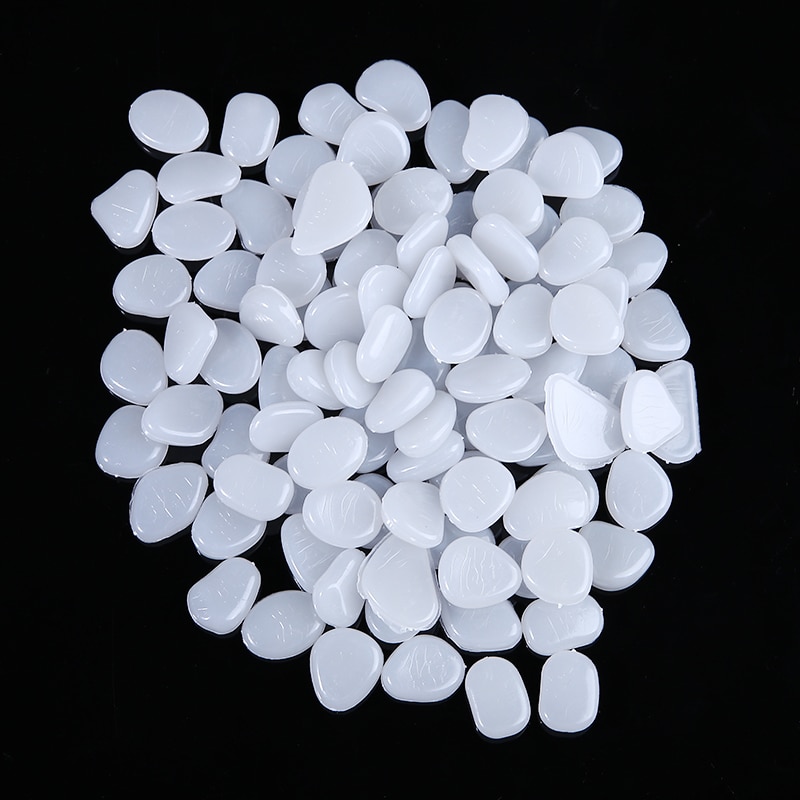 100pcs/set White Luminous Pebble Stones Gardening Aquarium Landscaping Pebbles Garden Walkways Decor