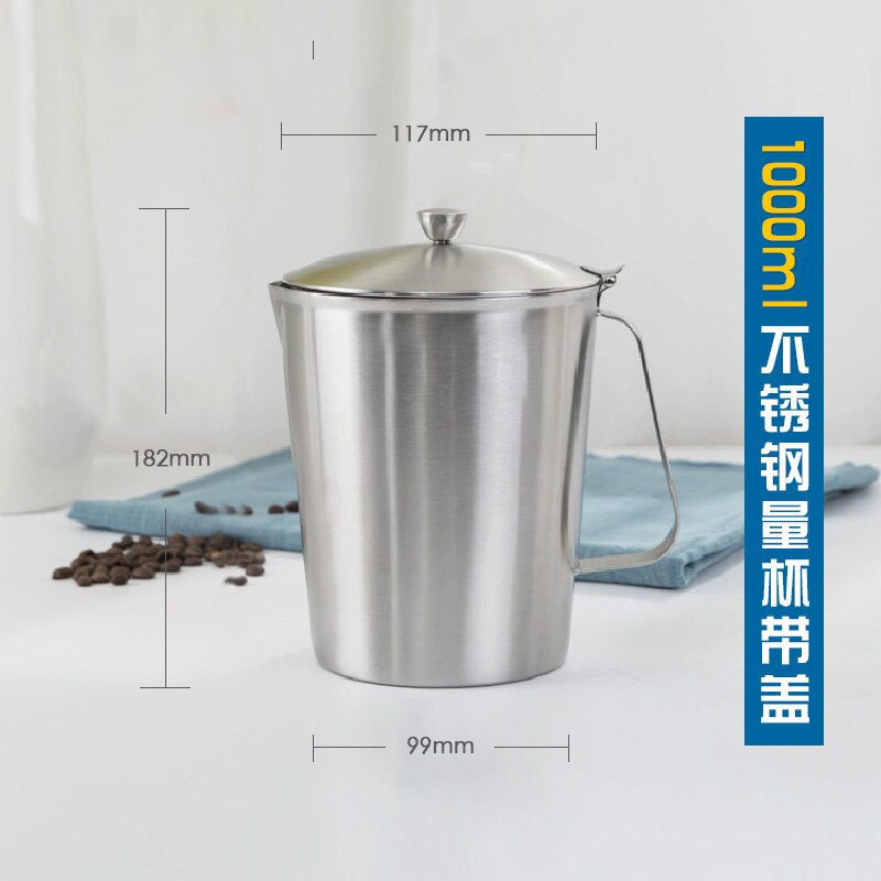 1pc 500ml,700ml, 1000ml, 1500ml,2000ml Stainless Steel Lab Beaker With Cover, Measuring Cups With Inner Scale For Laboratory