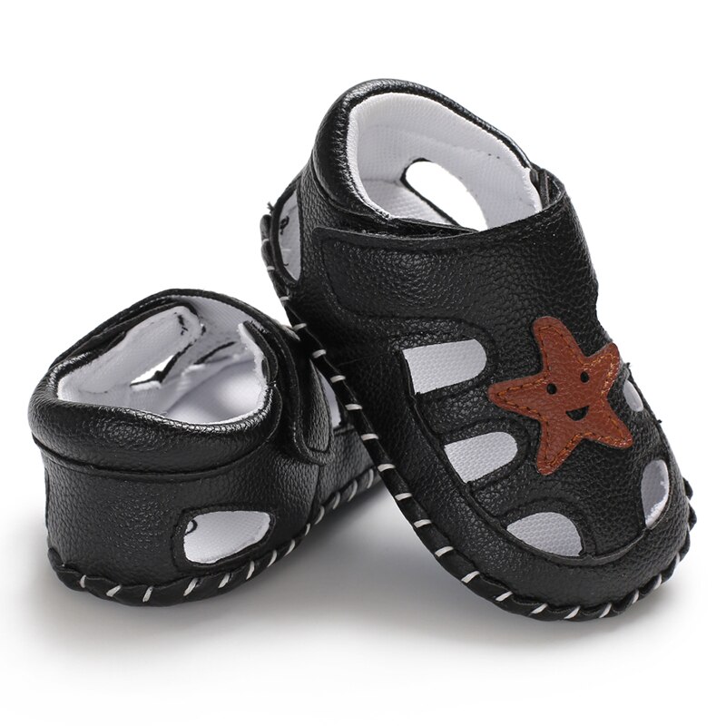 Baby Soft Sole Crib Shoes Faux Leather Infant Boy Girl Toddler Sneaker Shoes Anti-Slip 0-18 Months: Black / 7-12 Months